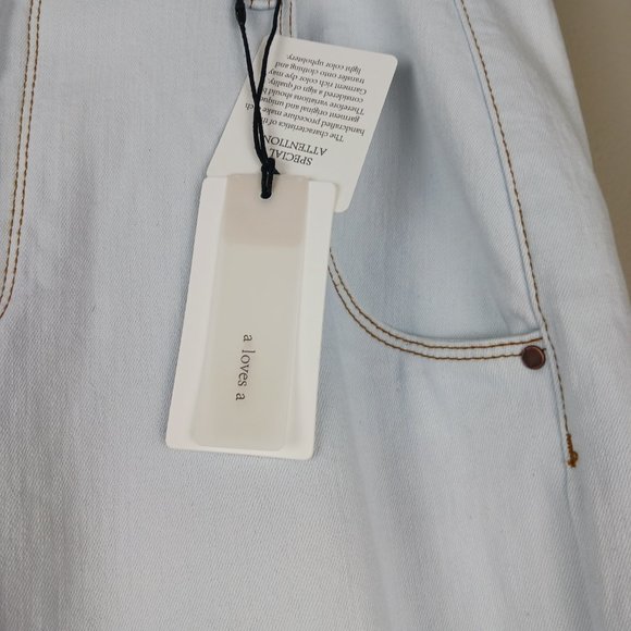 A LOVES A| NWT Sky Blue High Rise Straight Cropped Denim Size 32 - Picture 10 of 10